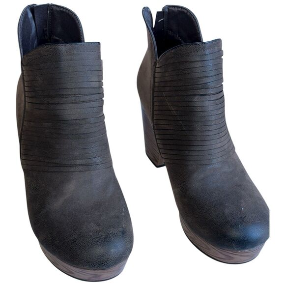 Pierre Dumas Suede Wedge Ankle Boots Women’s 8 Zip Platform Booties Taupe - Picture 5 of 15